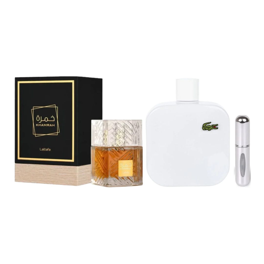 KHARMAH ESTUCHE+LACOSTE BLANCA+PERFUMERO
